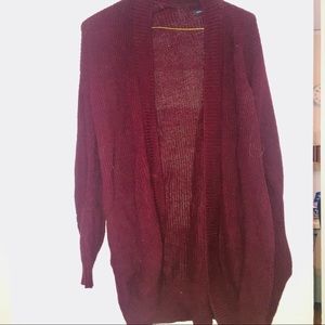 Maroon Waffle Knit Cardigan